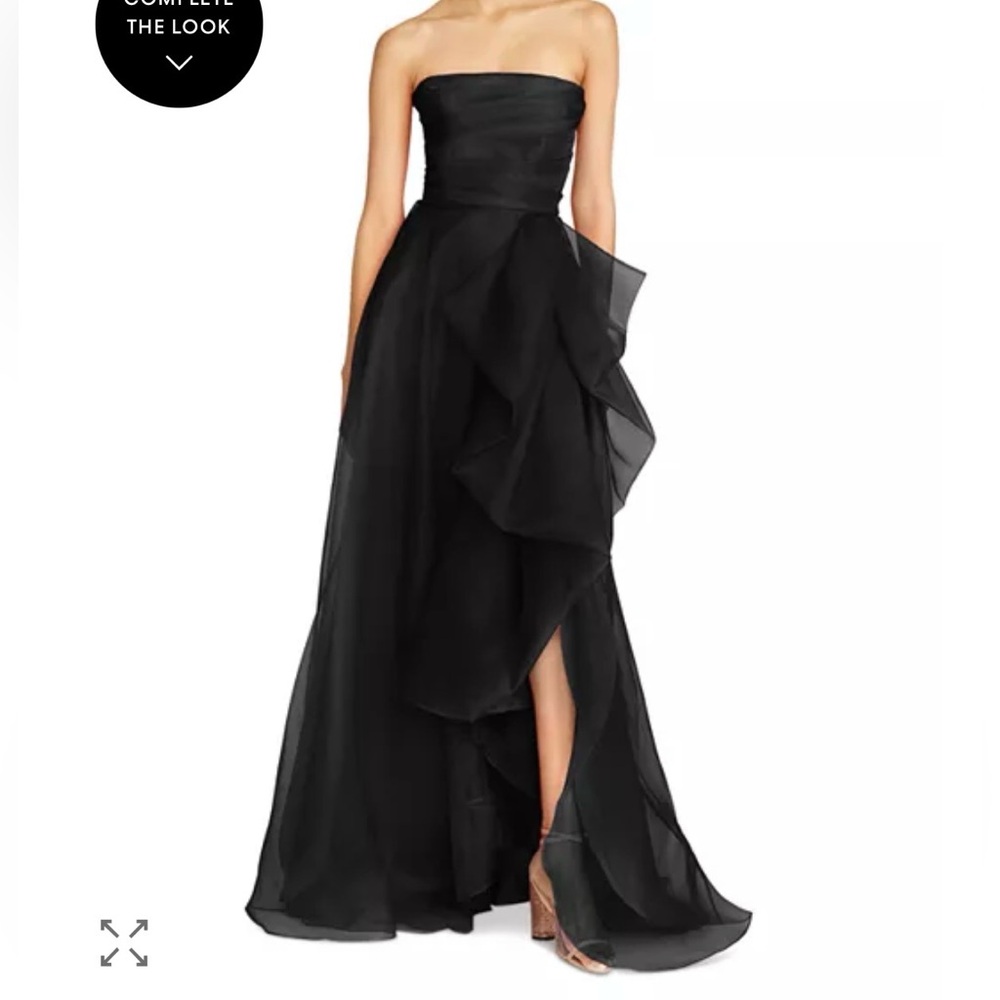 Theia Black Strapless Gown